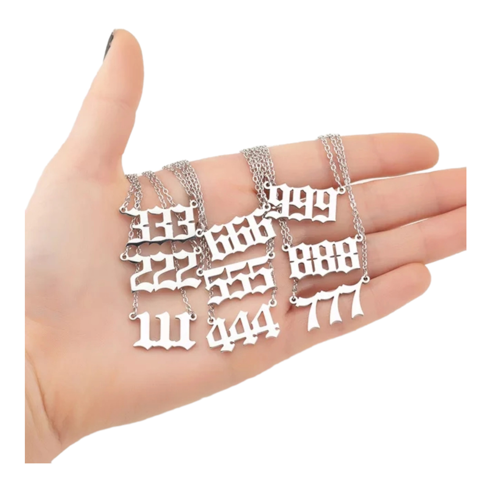 Angel Numbers 111 222 333 444 555 666 777 888 999 Necklaces, Stainless Steel