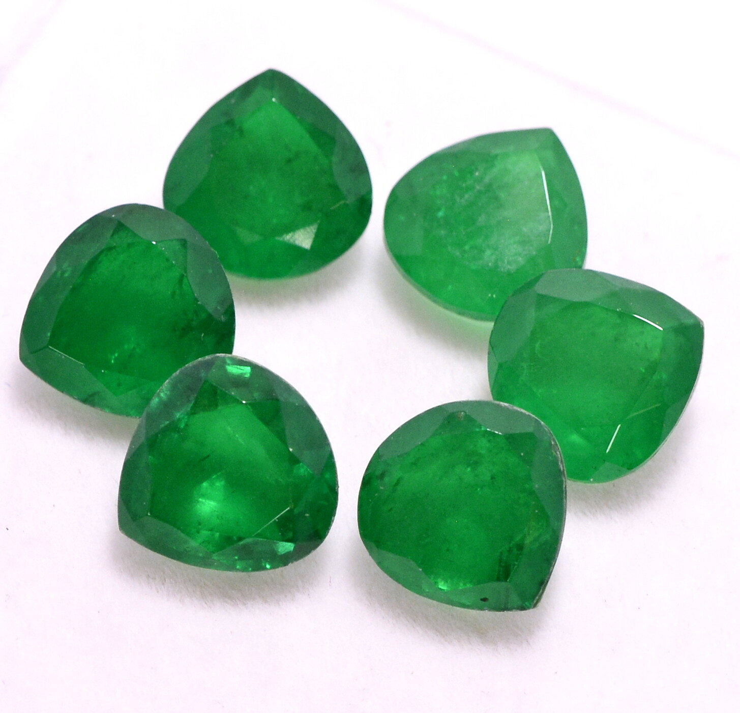 15.56 Cts Emerald Color Doublet Quartz Pear Cut 9×9 mm Lot 06 Pcs Loose Gemstone
