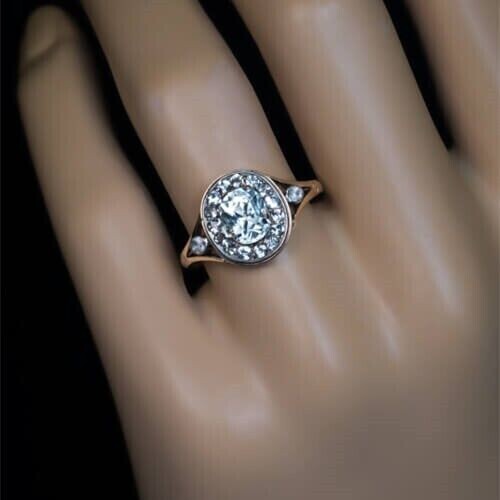 2.1 CT Simulated Aquamarine 925 Silver Plated Royal Vintage Thanksgiving Ring
