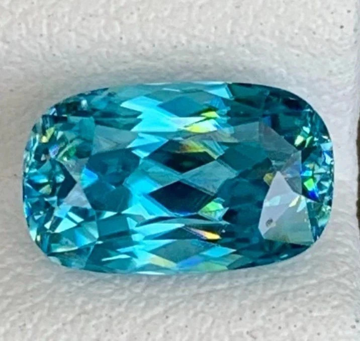 Natural Blue Zircon Cambodian GIE Certified Cushion Cut 14.85 Ct Loose Gemstone