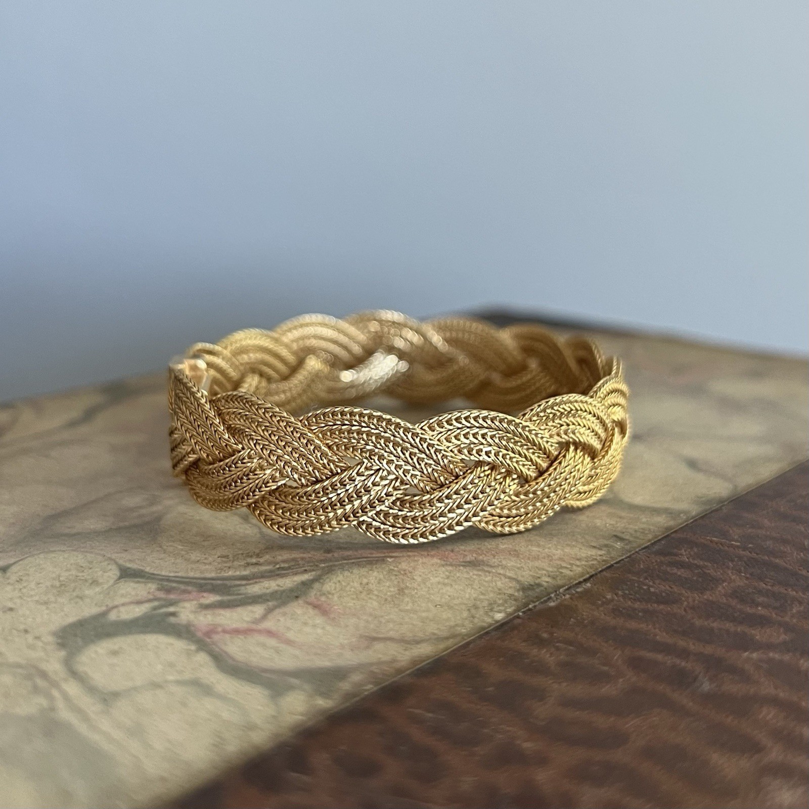 Vintage Unoaerre 18k Gold 7” Braided Mesh Bracelet 32g Made In Italy 1 AR