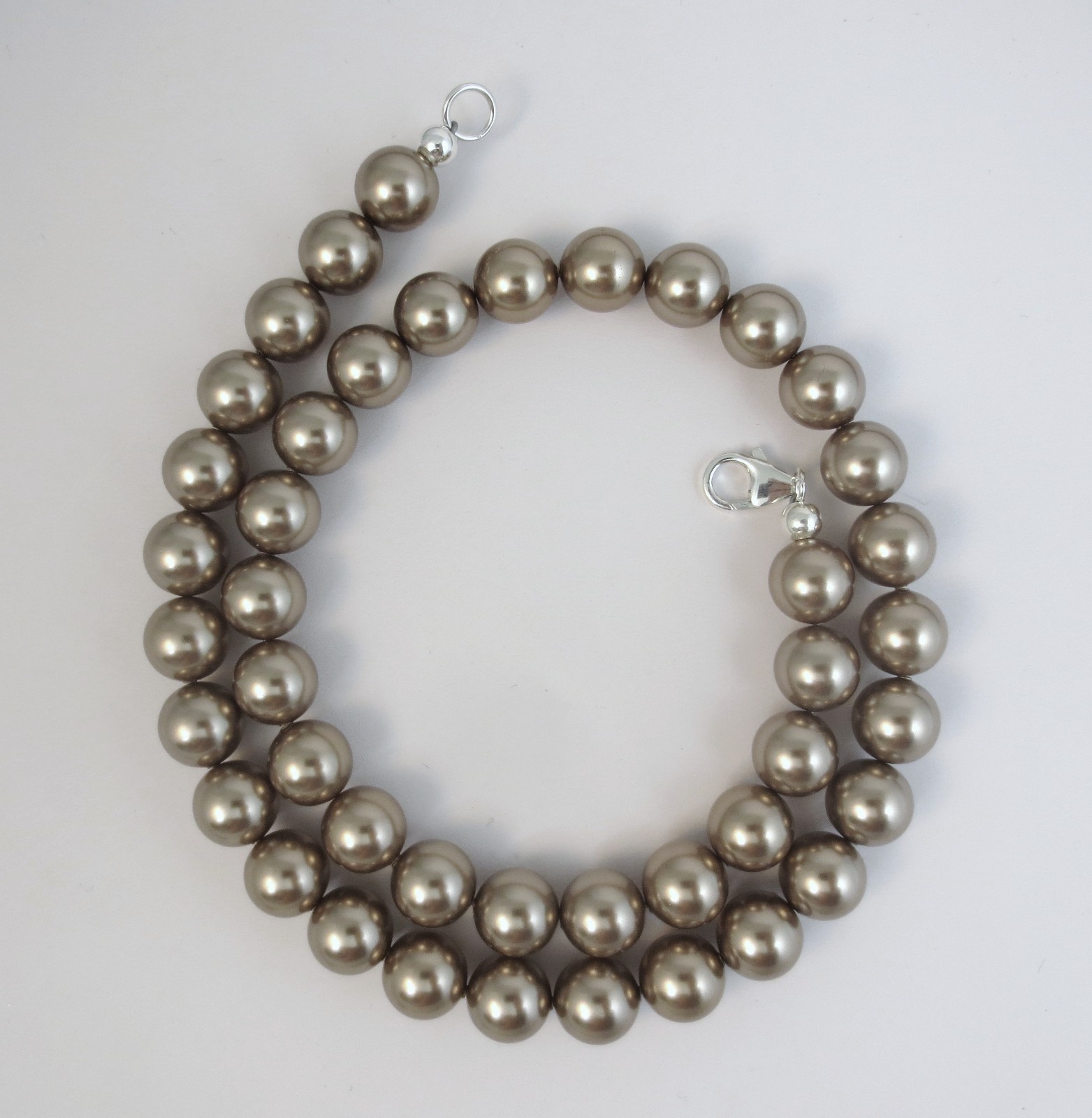 10mm Bronze Pearl Necklace with Crystal elements 14,16,18,20,22,24,30 in
