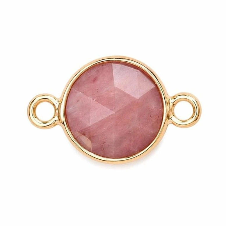 12PC Wholesale 11mm Round Natural Gemstone Connector Gold Charms for DIY Jewelry