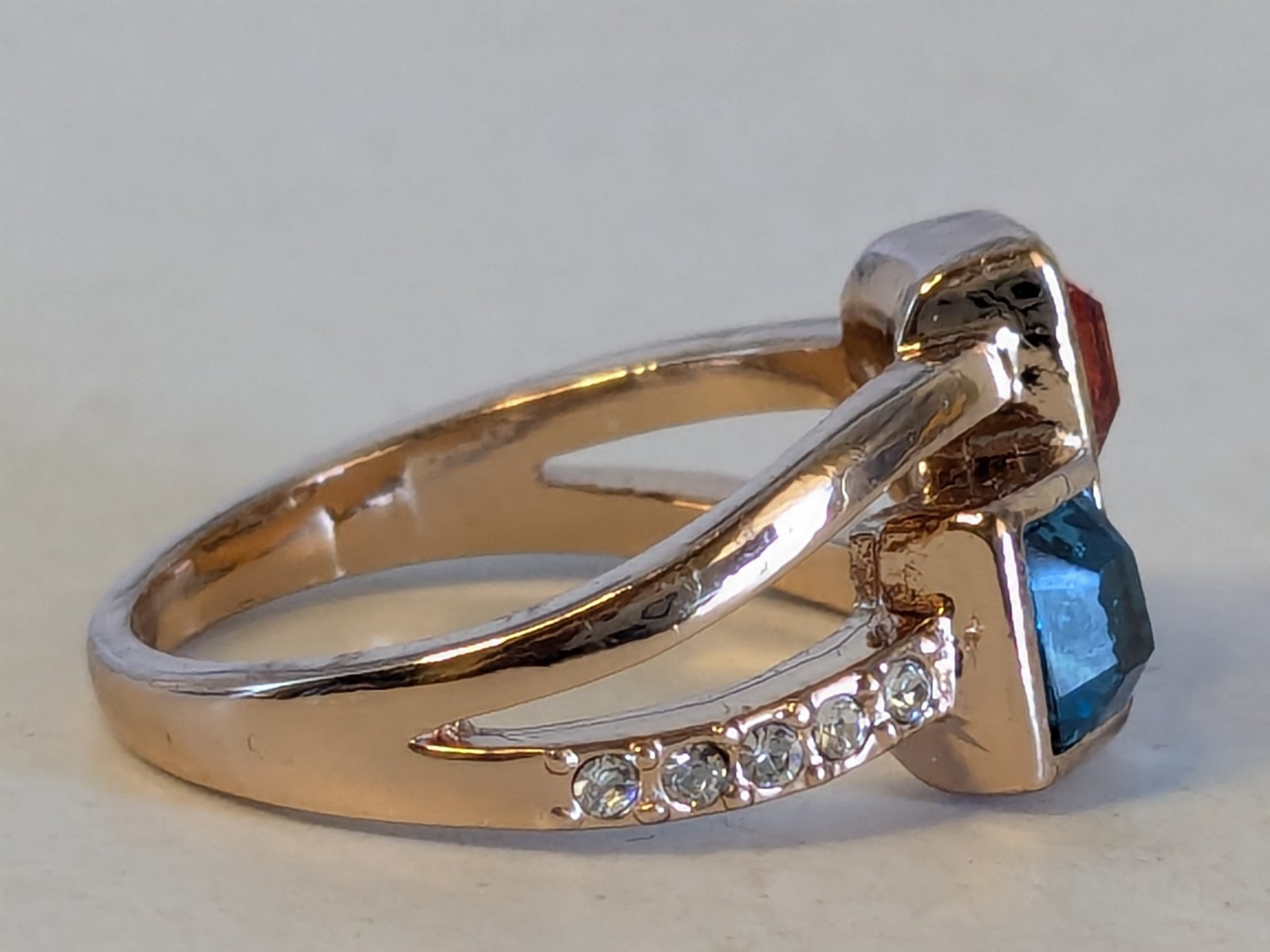 Faux Citrine and Topaz Princess Cut 18KRGP Ring Jewelry