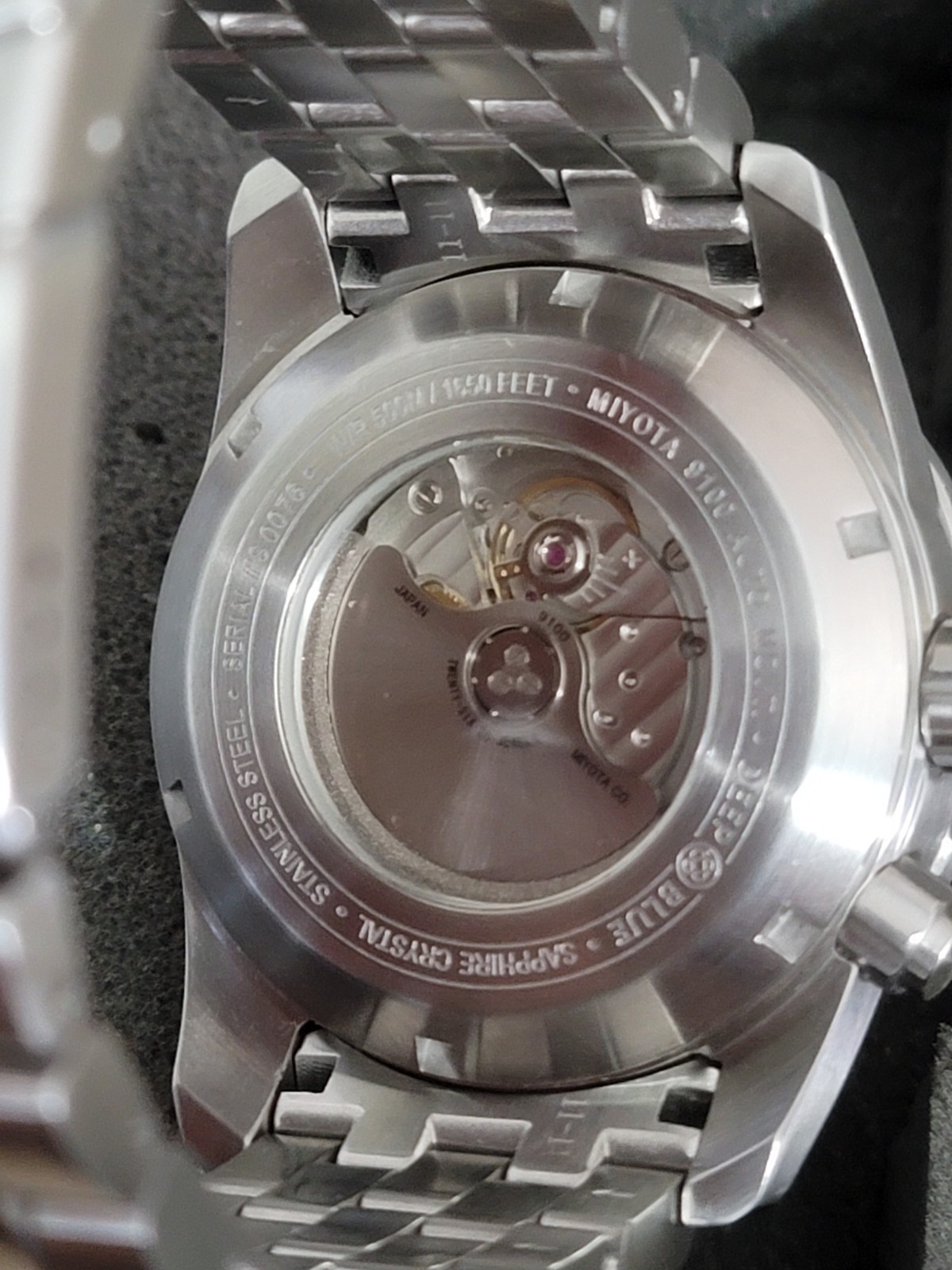 Deep Blue Cal Diver Black Dial 46mm Miyota 9100 Automatic With Sapphire Crystal