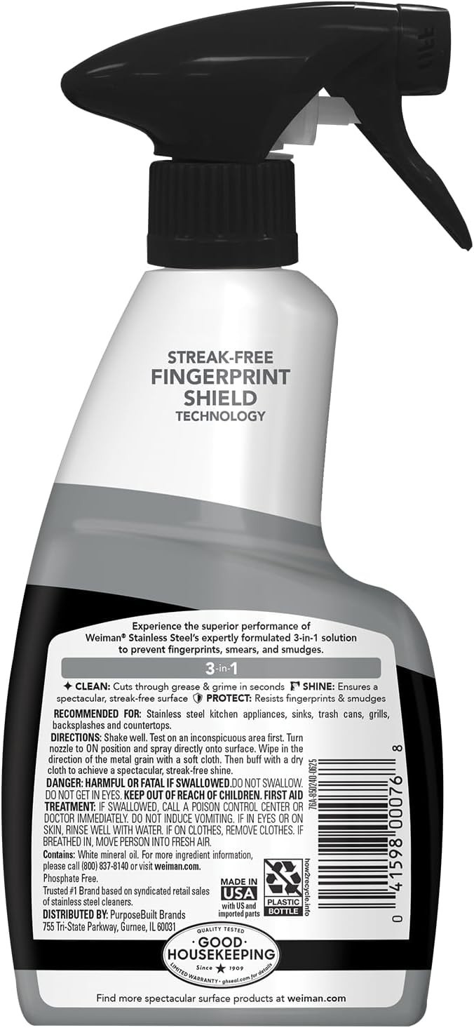 Non-Toxic Stainless Steel Cleaner & Polish, 24oz – Protects Against Fingerprints