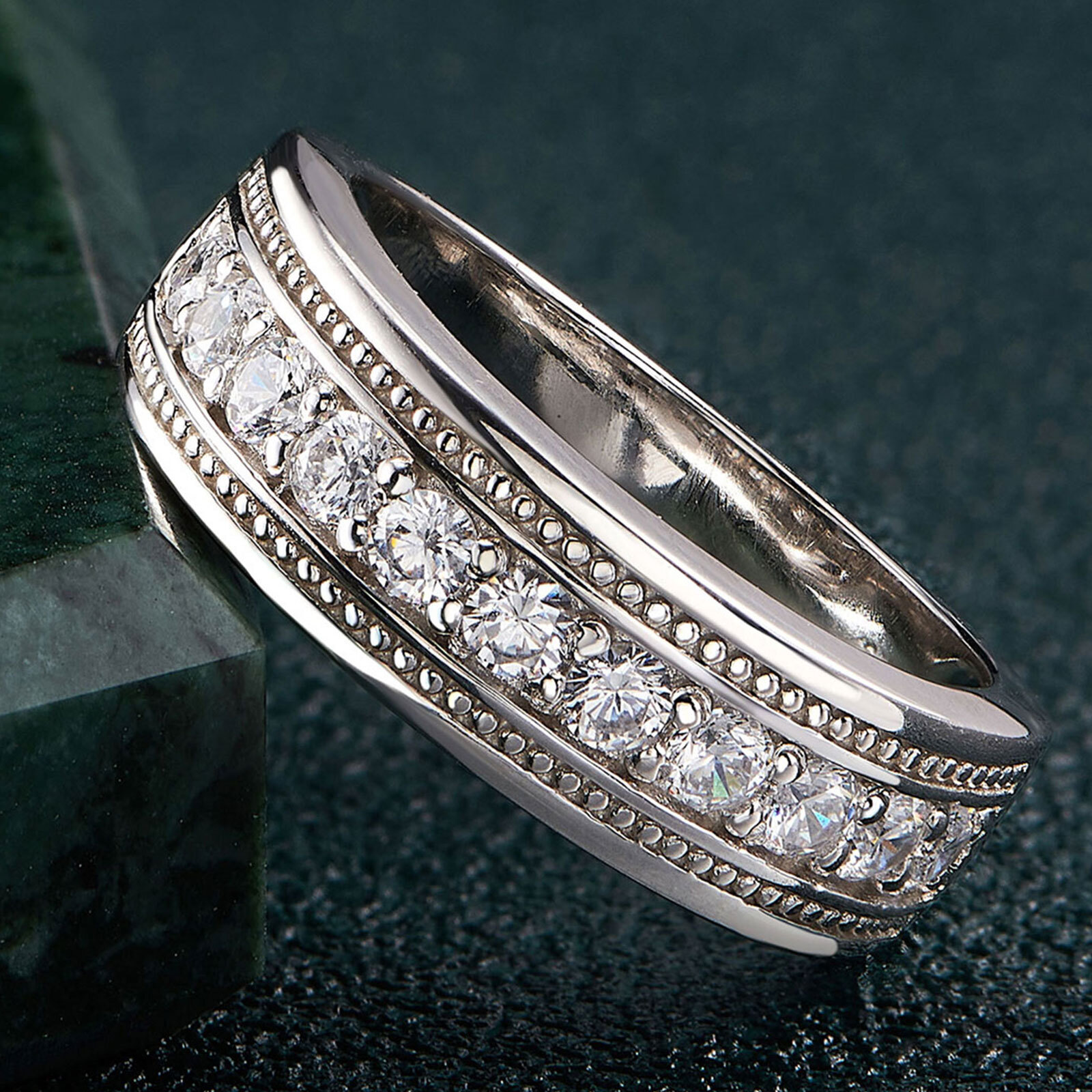 Mens Sterling Silver Ring Men Wedding Promise Ring Wedding Bands Him 6.8MM