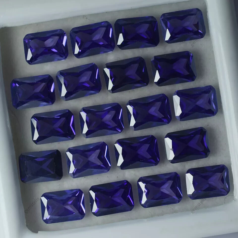 Tanzanite Purple Emerald Cut NATURAL CERTIFIED 12 Pcs 7×5 mm Lot Loose Gemstone