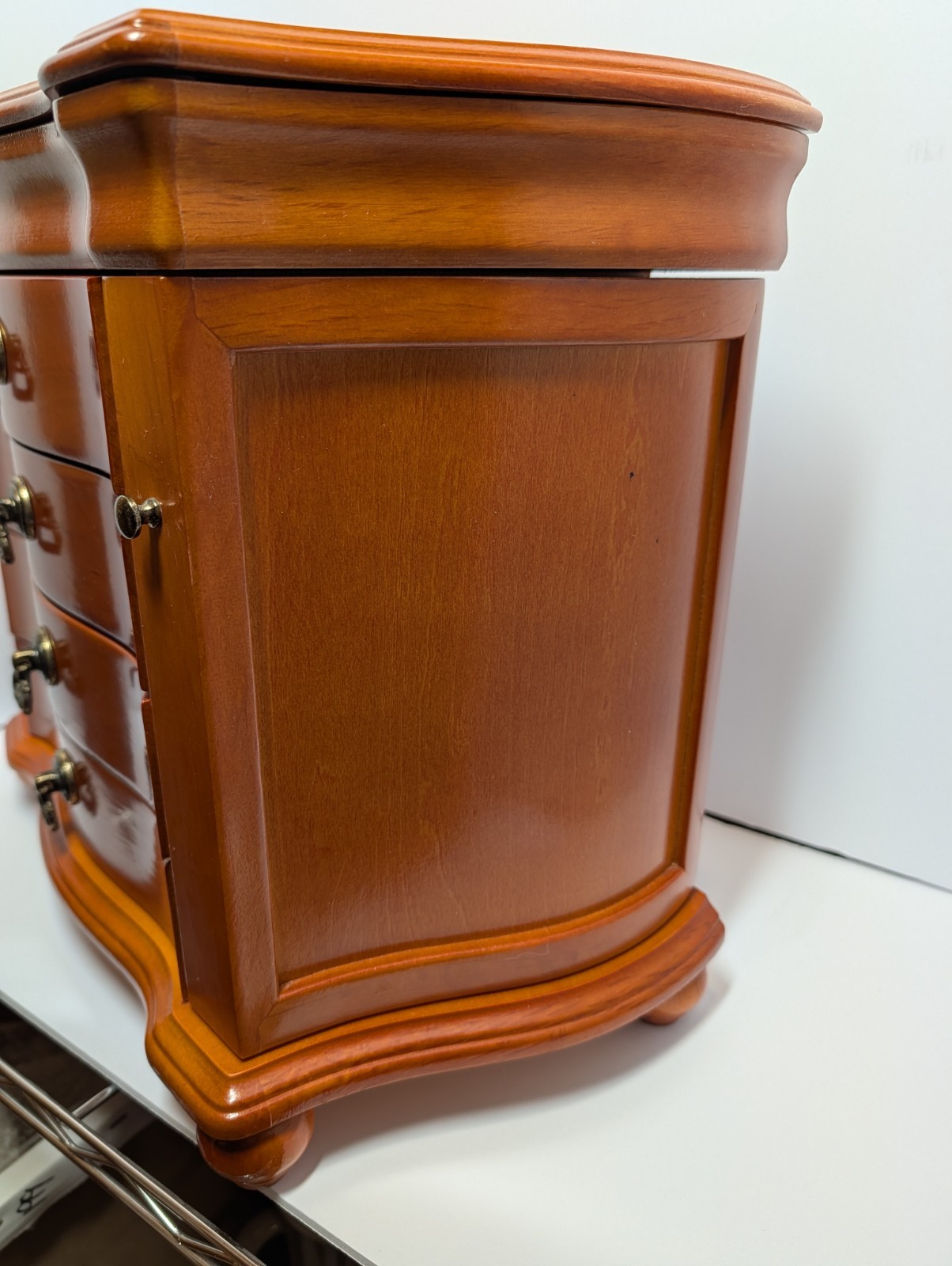 Vintage Solid Wood Jewelry Cabinet – Table Top Armoire 15.5”x13”x8.25” Nice!