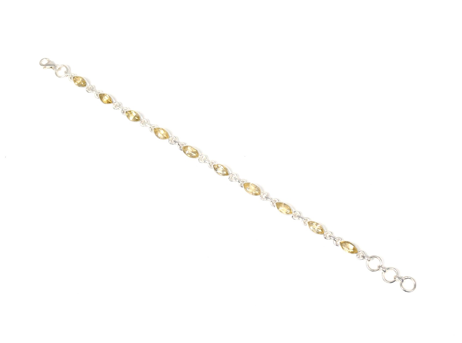 925 Solid Sterling Silver Faceted Yellow Citrine HANDMADE BRACELET-7.6 Inch