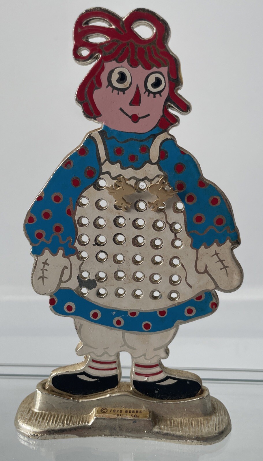Vintage Raggedy Ann Doll Metal Earring Holder 1978 Bobbs Table Top Dresser Decor