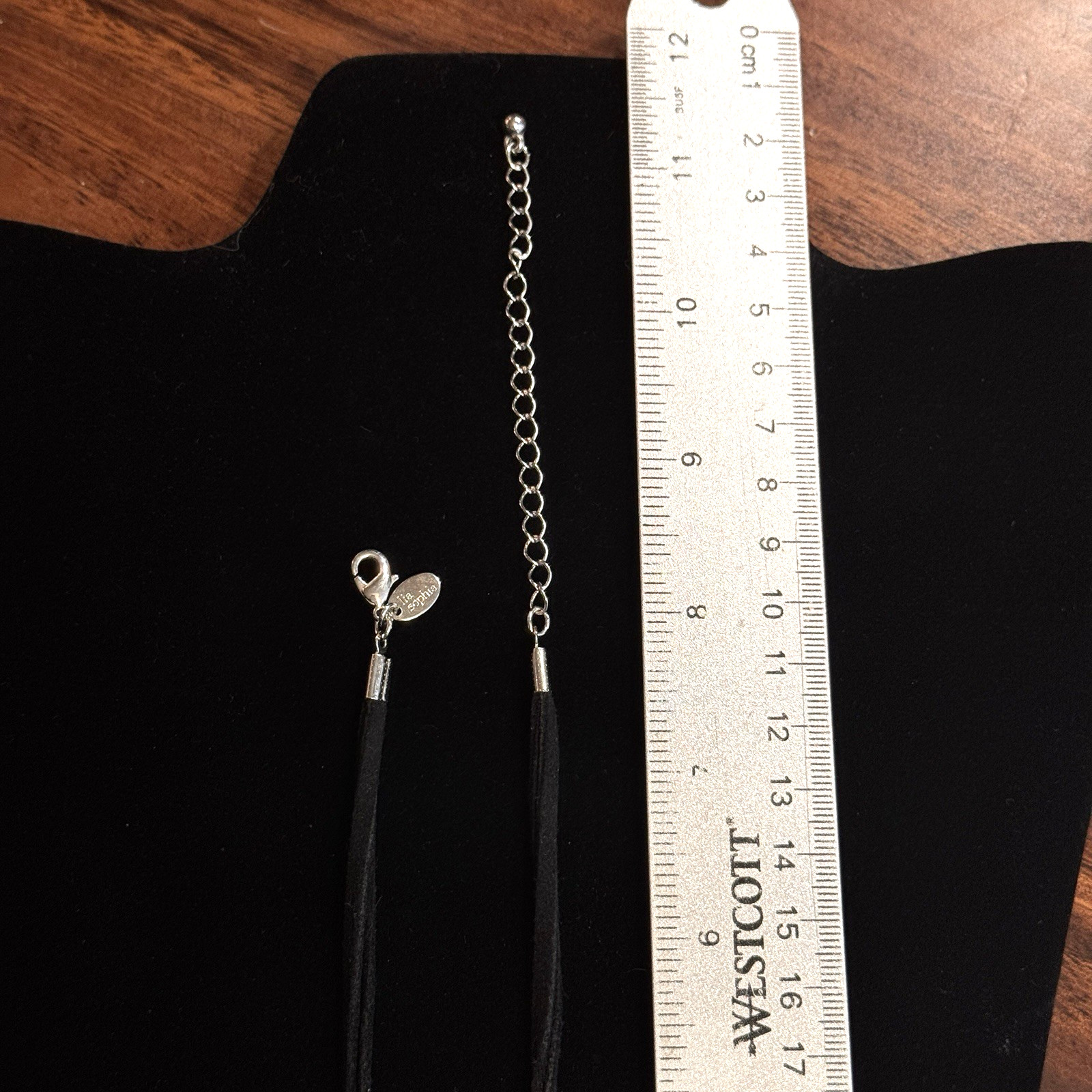 LIA SOPHIA ‘Milky Way’ Black Yellow Gray Enamel & Glass Silver Tone Necklace