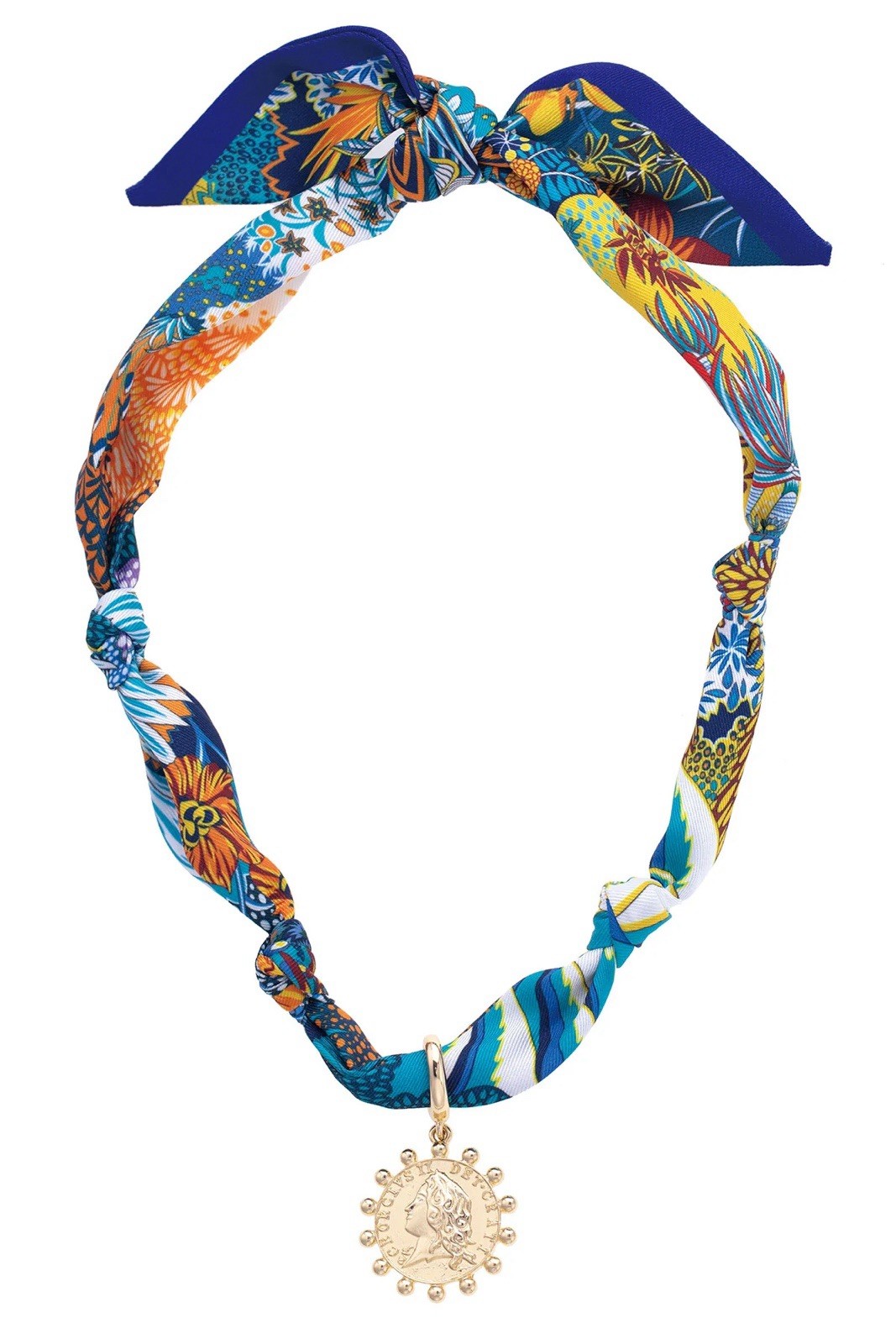 Luciana Studded Coin Scarf Necklace by Canvas Style in Multicolor Blues NWT! $42