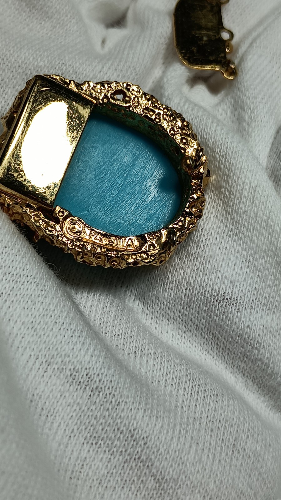 Vintage Panetta Blue Glass Gold Tone Beaded Necklace Clasp ONLY