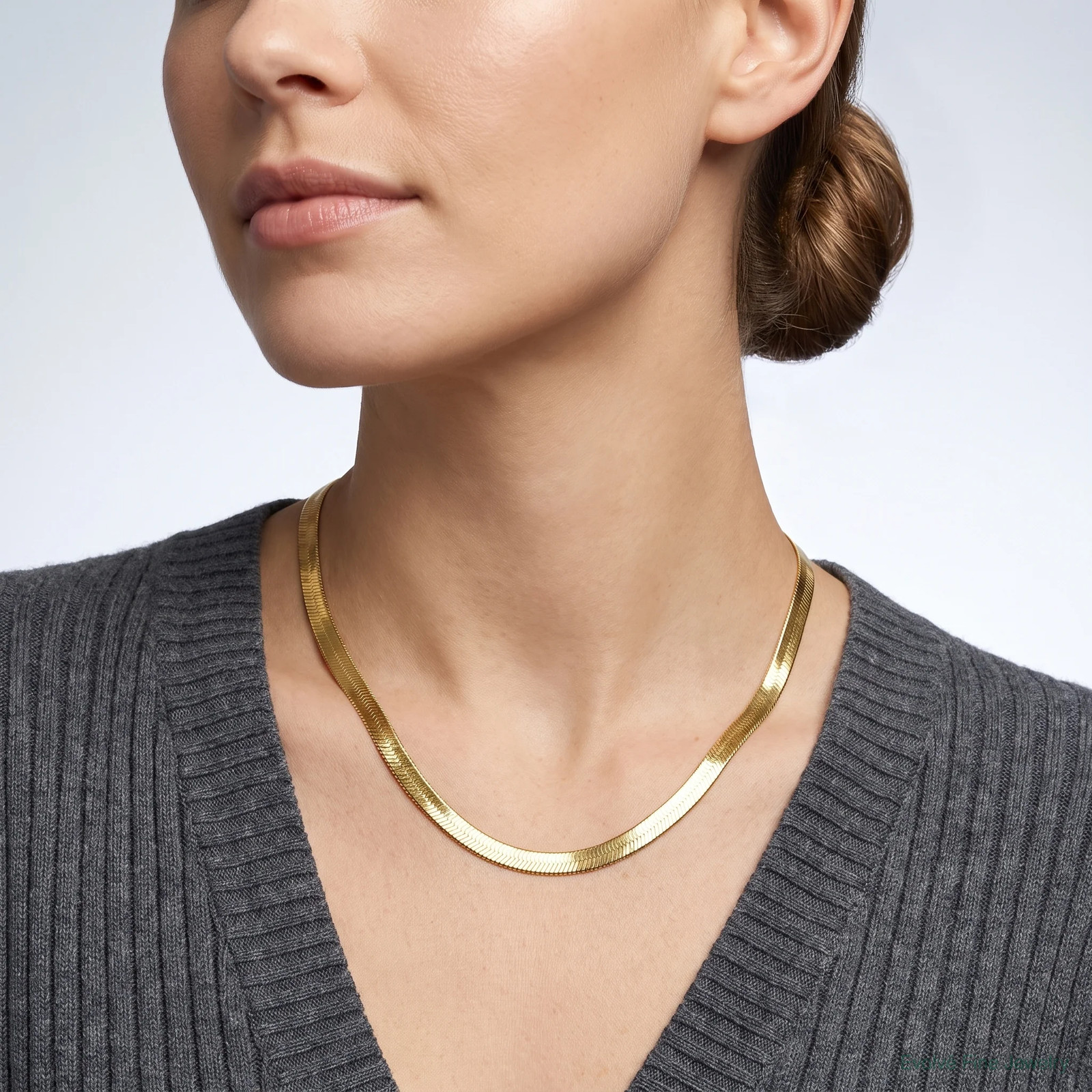 14K Yellow Gold 5mm Silky Herringbone Chain Necklace 16″-24″
