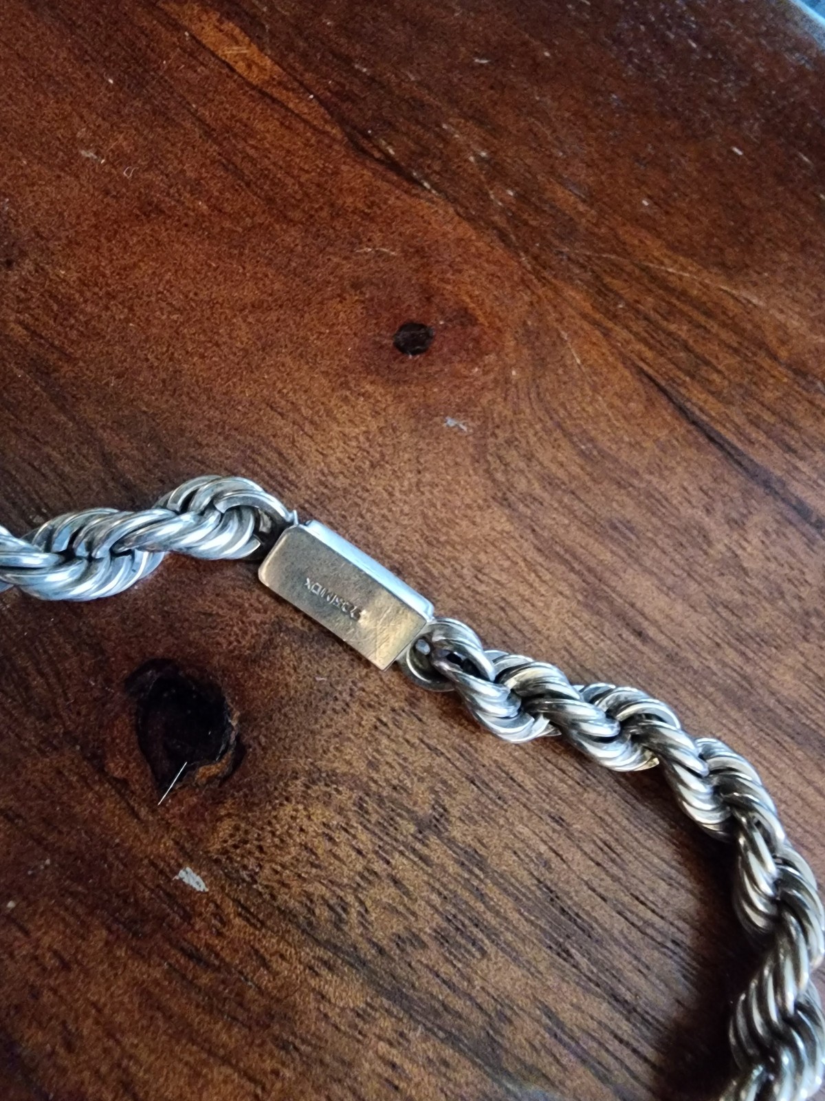 STERLING MEXICO 925 HEAVY WIDE ROPE CHAIN NECKLACE W SECURITY CLASP 20″