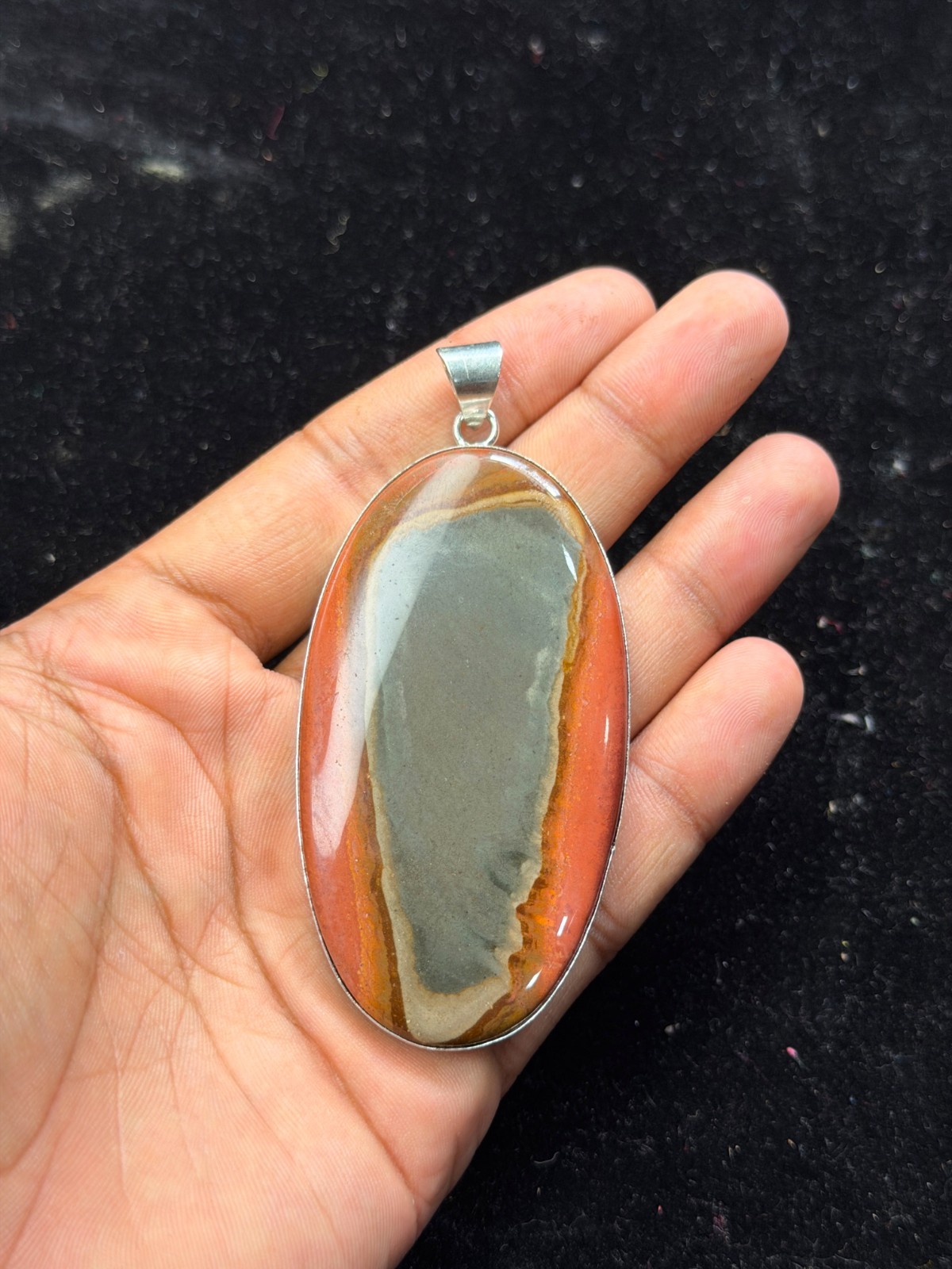 Natural Polychrome Jasper 925 Sterling Silver Pendant Handmade Jewelry