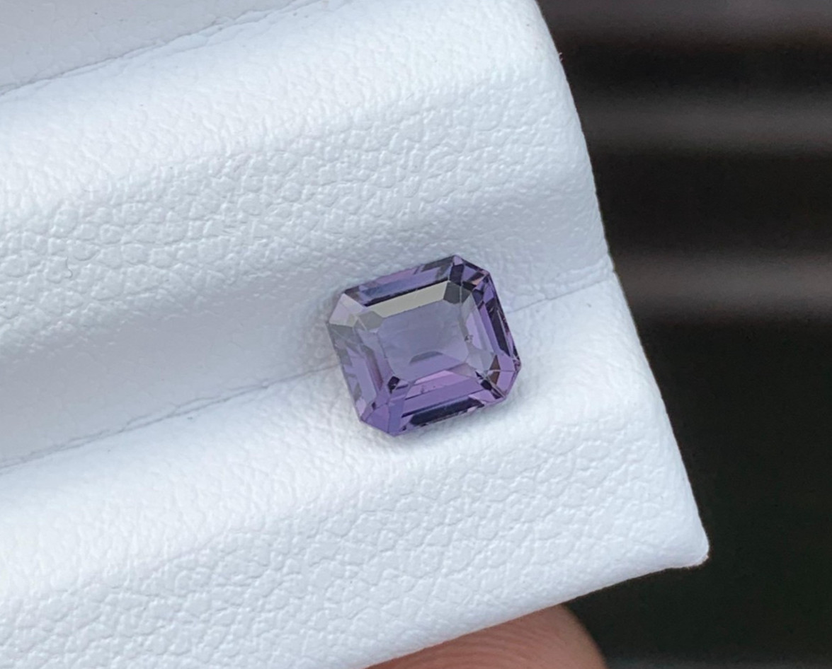 Asscher Cut Lavender Spinel 1.06ct – Natural Burma Loose Gemstone 6mm Purple Gem