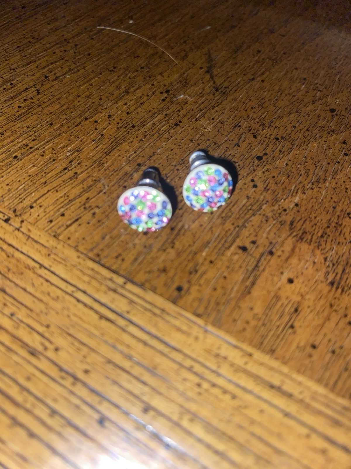 Multicolor Round Stud Earrings marked 925 silver Pair for Lobe