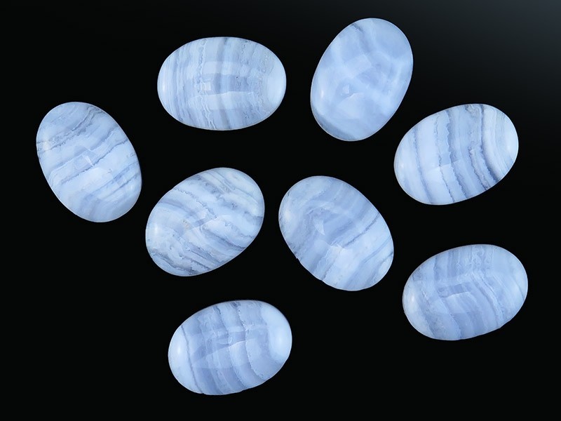 Natural Blue Lace Agate Oval Cabochon 6x8mm To 12x16mm Loose Gemstone
