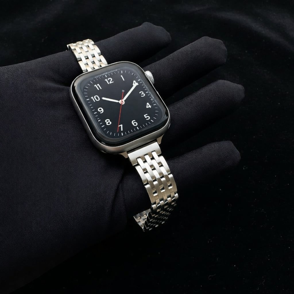 Women Thin 7 Link 316 Stainless Steel Watch Strap Compatible for Apple Watch