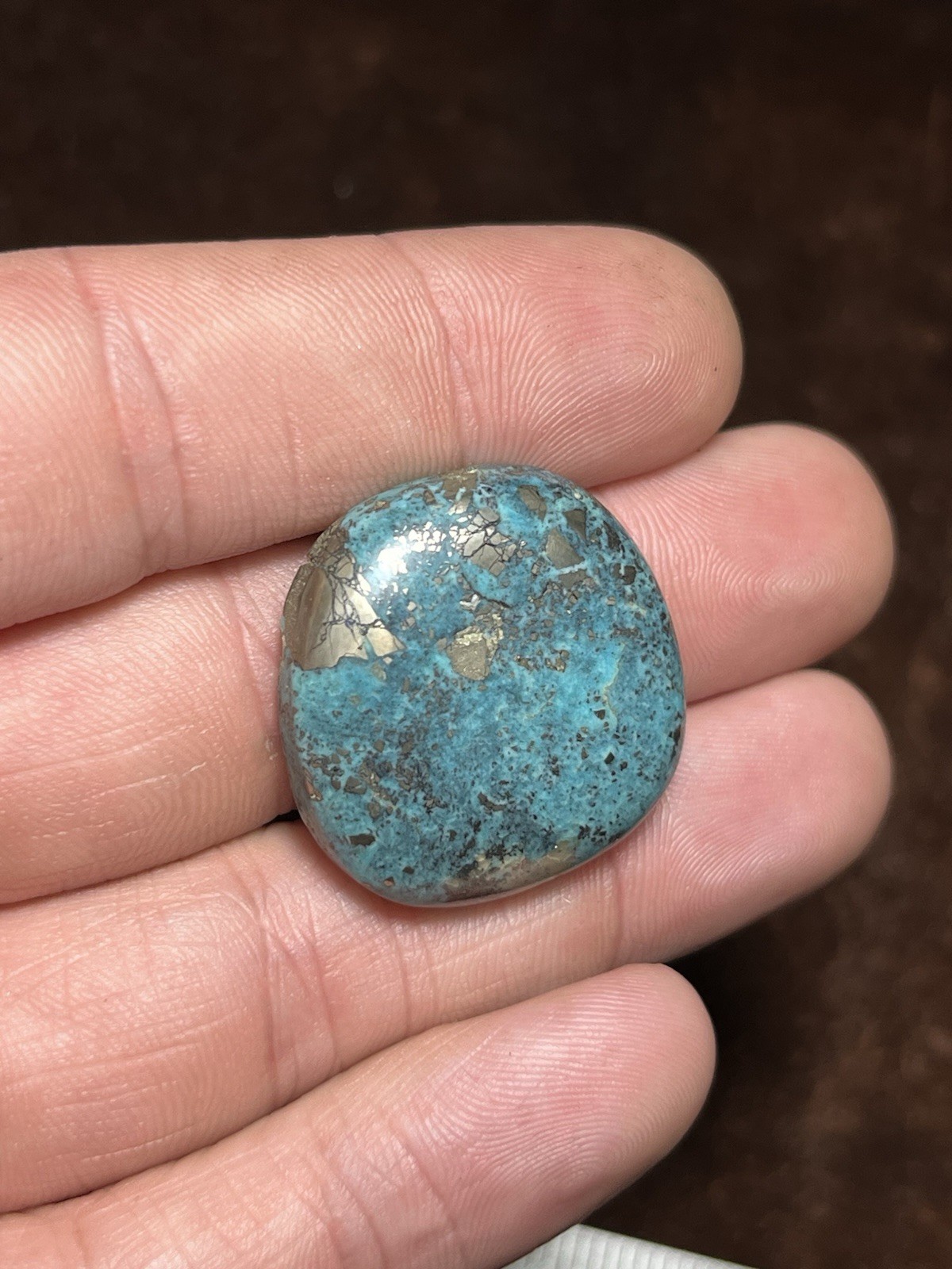 Persian Turquoise w/ Pyrite Cab 65ct Nice Blue Beautiful Cabochon
