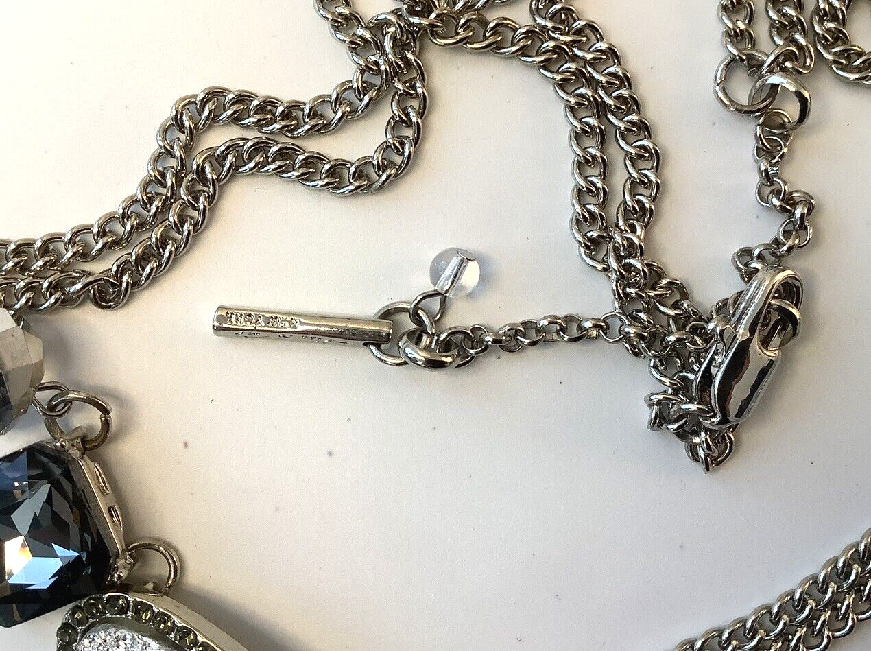 Kenneth Cole Rhinestone Abstract Necklace Silver Tone Finish 852