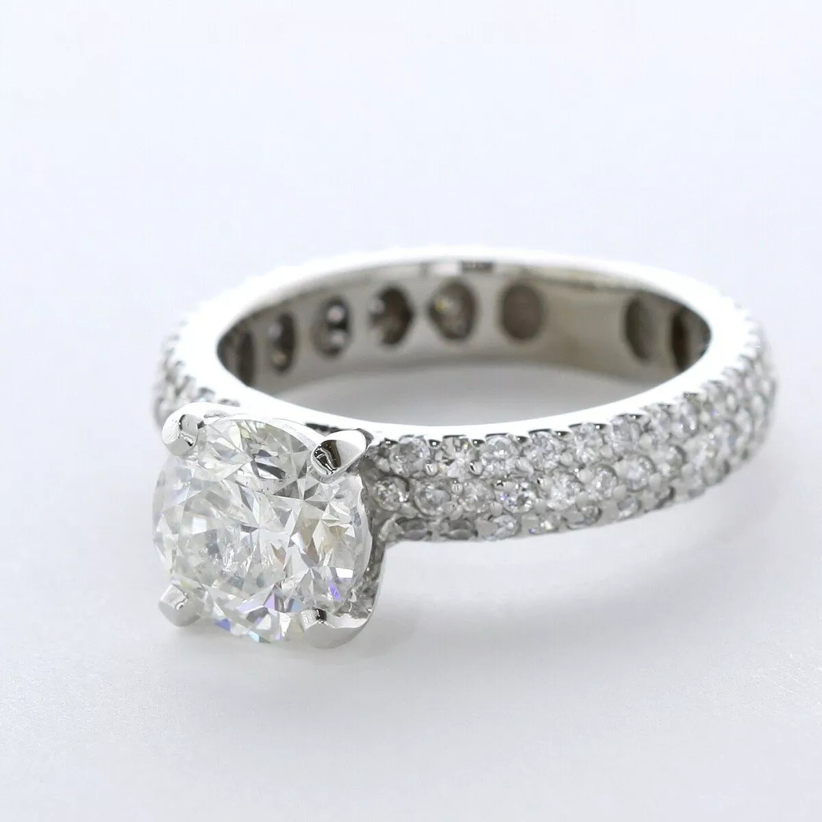 Side Stone Engagement Ring Solid 14K Gold 4.41 CT Round Lab-Grown Diamond F SI1