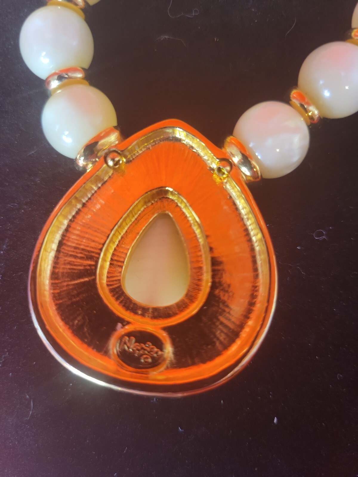 Napier Lucite Necklace Moonglow Pendent 1970s