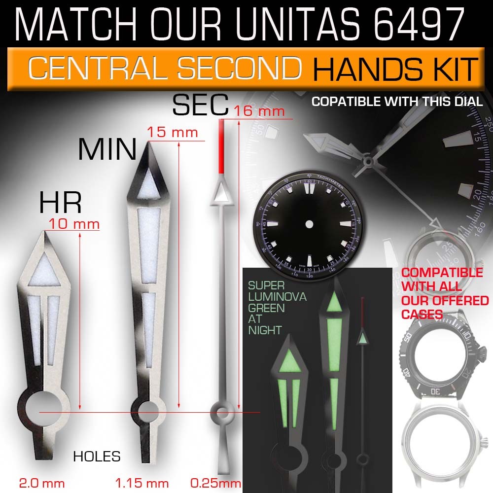 HANDS FOR MOVEMENT ETA UNITAS 6497-1 CENTRAL SECOND, HR/MIN/SEC