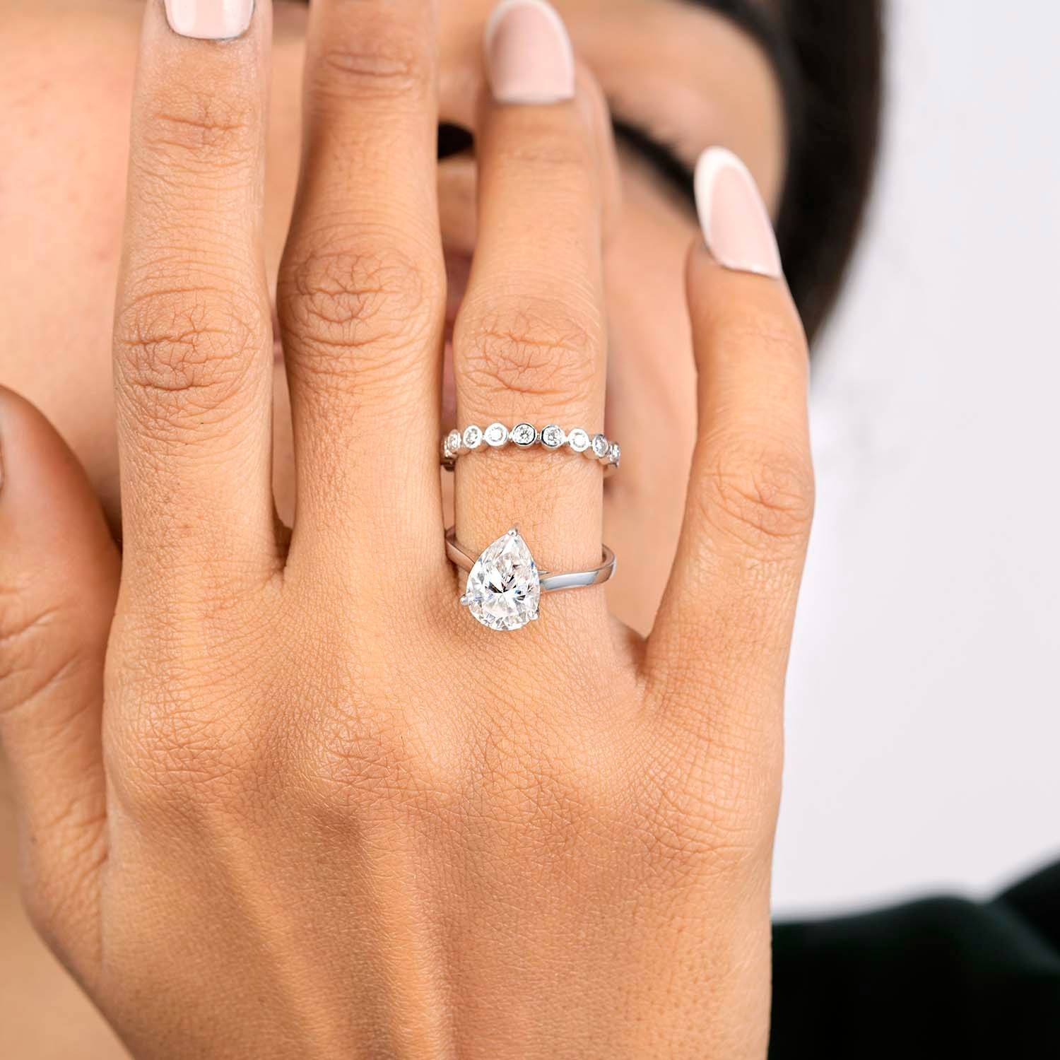 2.88 Ct Pear Solitaire Lab Created Diamond 18K Yellow Gold Bridal Set Ring