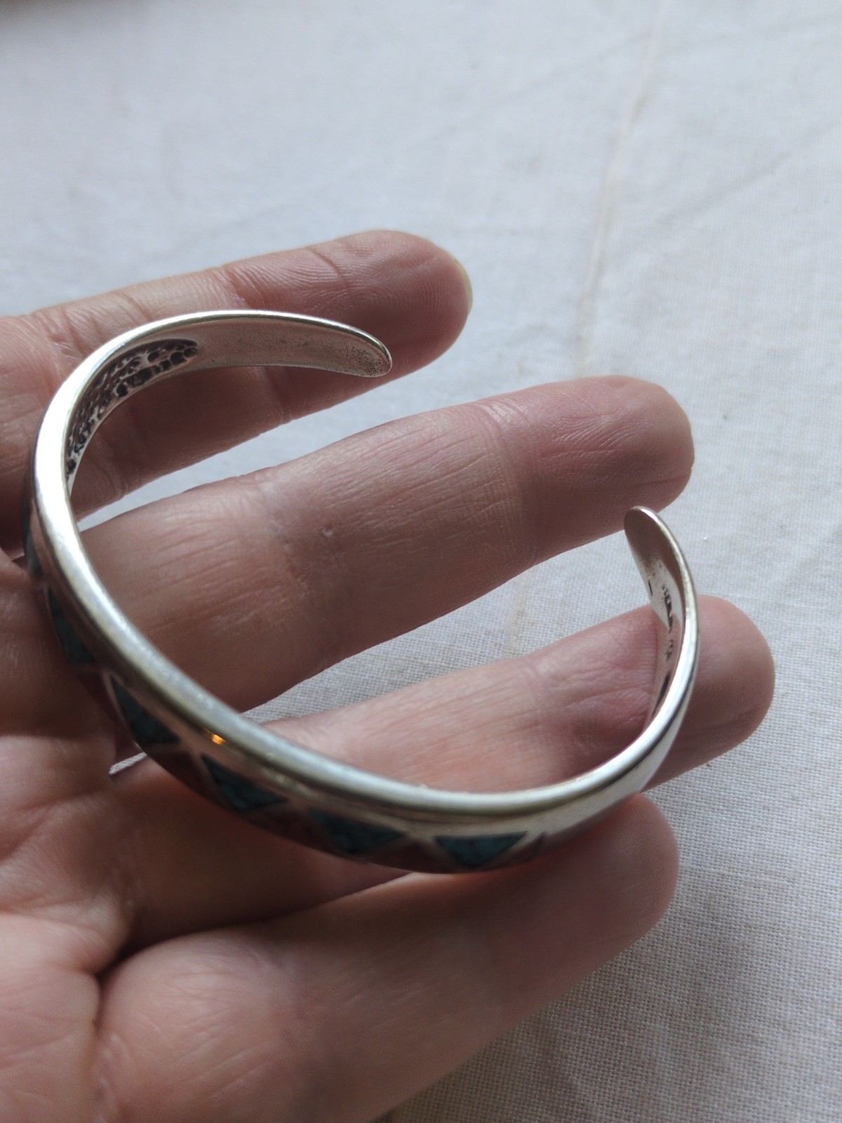 VTG Old Carlisle 925 Silver Crushed Turquoise & Coral Cuff Bracelet 25.0 g