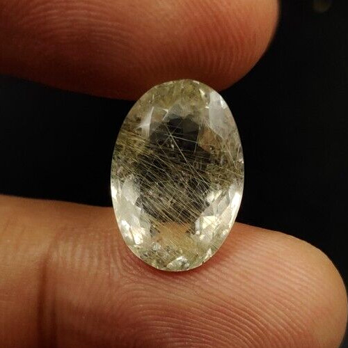9.2 Ct Natural Rutilated Quartz Gemstone 16.7X11.6X8mm Oval Faceted Cut W222