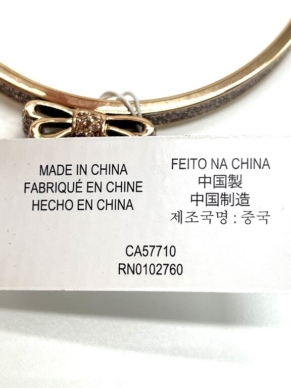 Kate Spade Moon River Rose Gold Glitter Bow Bangle Bracelet NWT Pouch FREE Ship