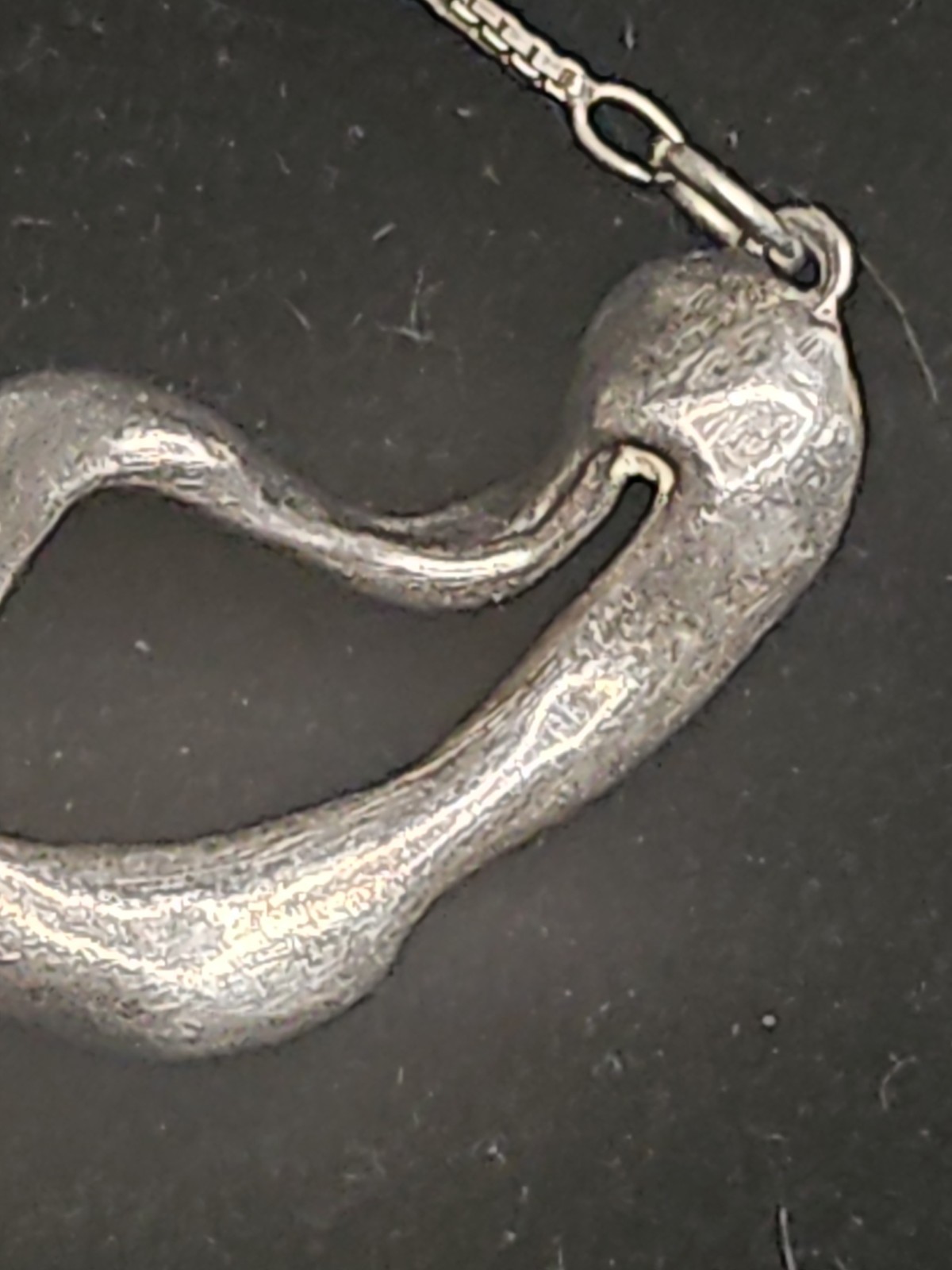 Vtg 17″ 925 Modernist Brutalist Melted Liquid Ribbon Fixed Pendant Necklace 7.5g