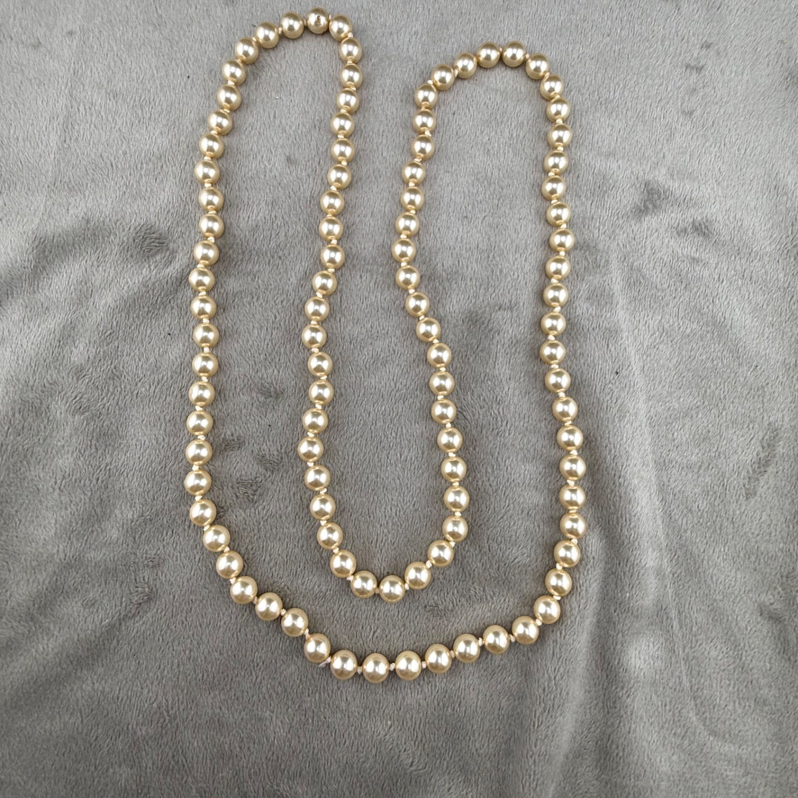 Vintage Faux Pearl Glass Necklace Flapper Opera 32”