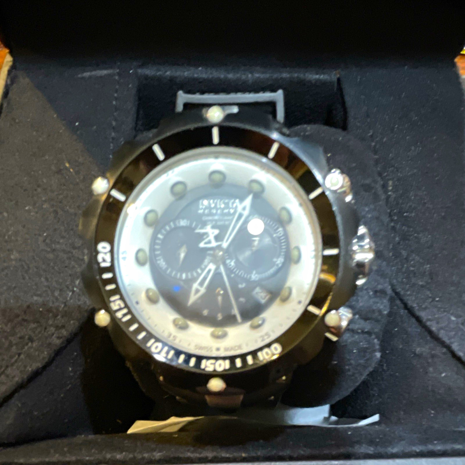 Invicta Venom Men’s Chronograph Quartz Black Dial 52mm Rubber Strap 100m