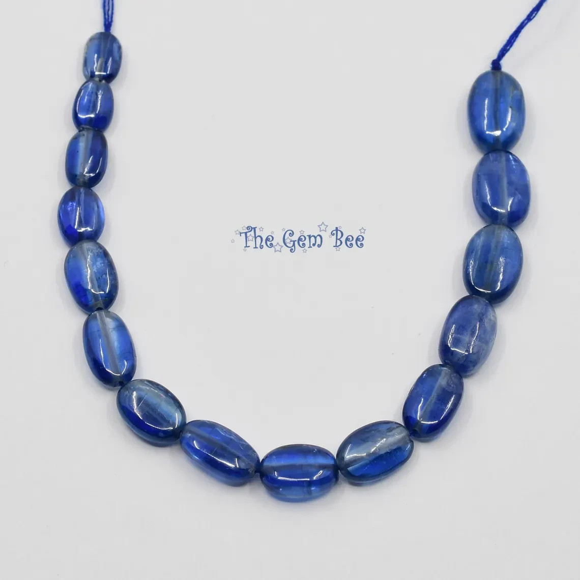 100% natural Kyanite Sapphire Blue Smooth Oval Nuggets Beads 5 inch strand
