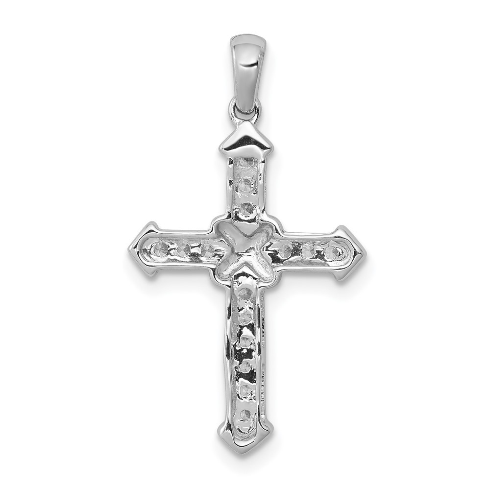14k White Gold 1/6 Ct Round Lab Grown Diamond VS/SI+G+ Cross Shape Charm Pendant
