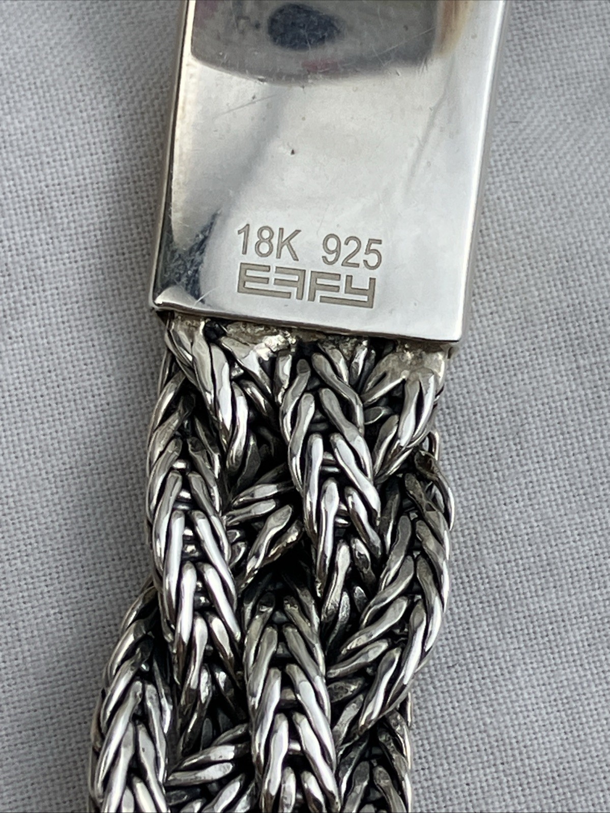 $1.6 K NWT NOS Effy Sterling 18k Braid Bracelet Thick 50 G Cabochon Southwest