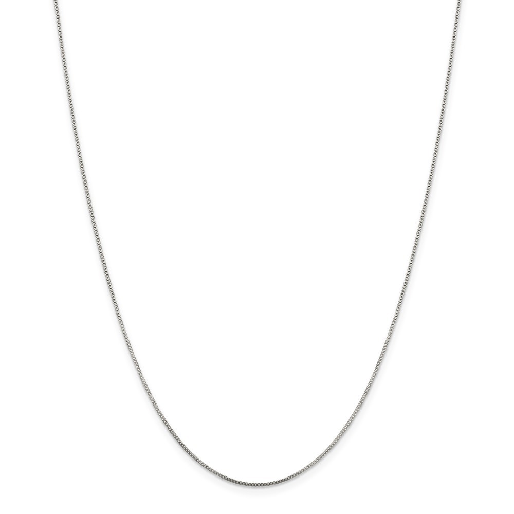 Sterling Silver Rhodiumed 0.8mm Plain Box Chain w/ Spring Ring Clasp 16″ – 30″