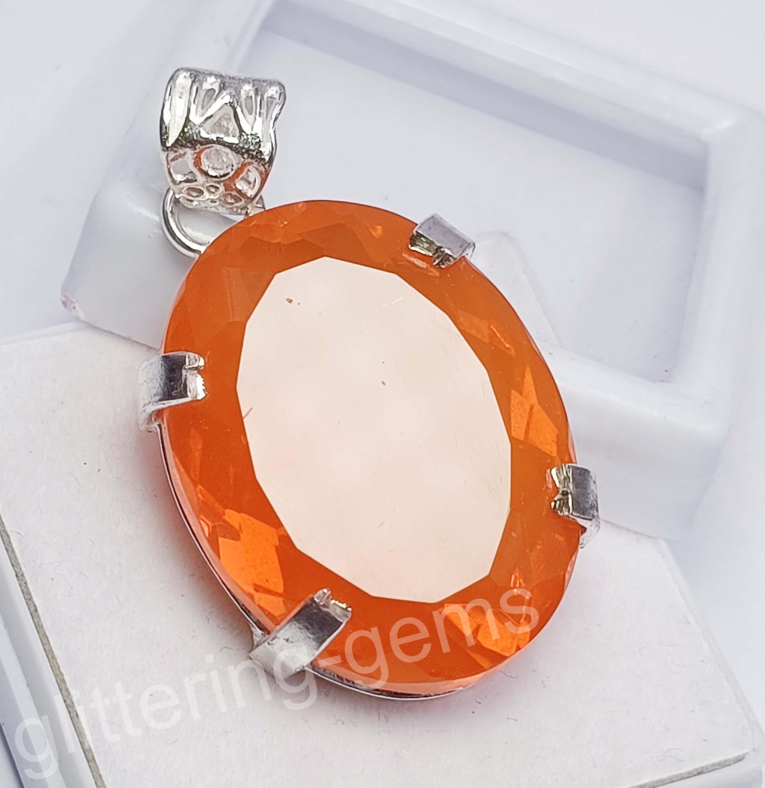 78.30 Ct Natural Orange Sapphire Oval Cut 925 Silver Pendant Certified Gem 5DOS