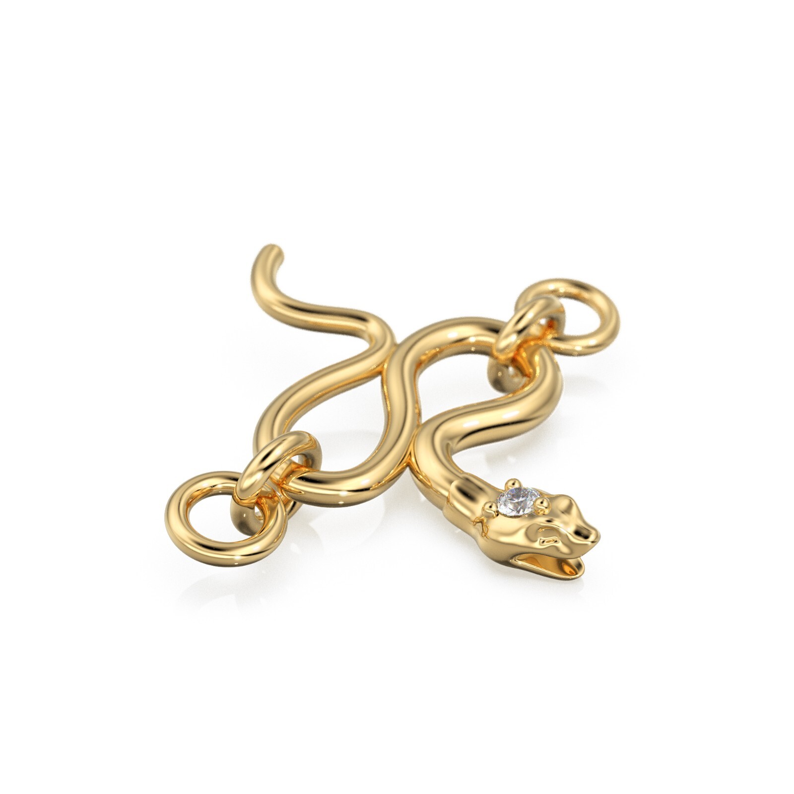 18k Solid Gold Diamond Studded Serpent Insect Snake Clasp Jewelry Finding