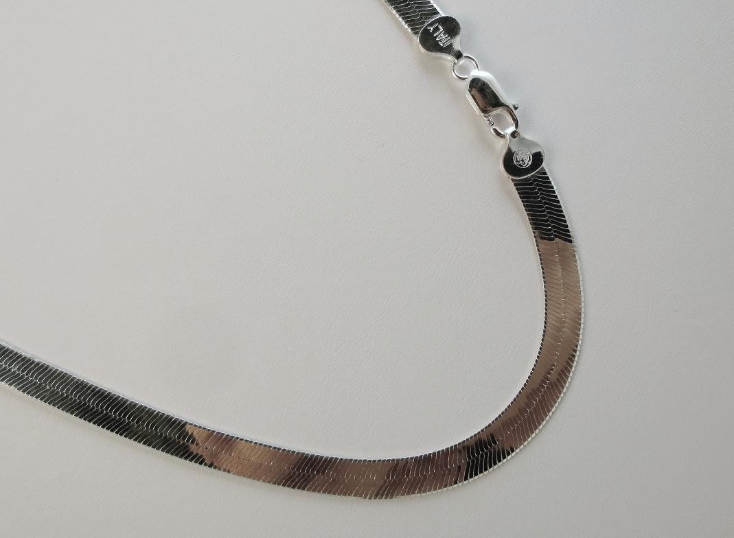 7mm Sterling Silver Herringbone Necklace 925 Italian 7,8,9,16,18,20,22,24,30inch