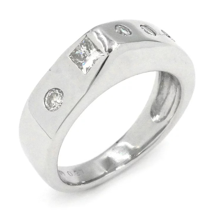 0.27ct Princess Cut Diamond Dots Ring Pt900 Platinum Pinky Ring 6.3g