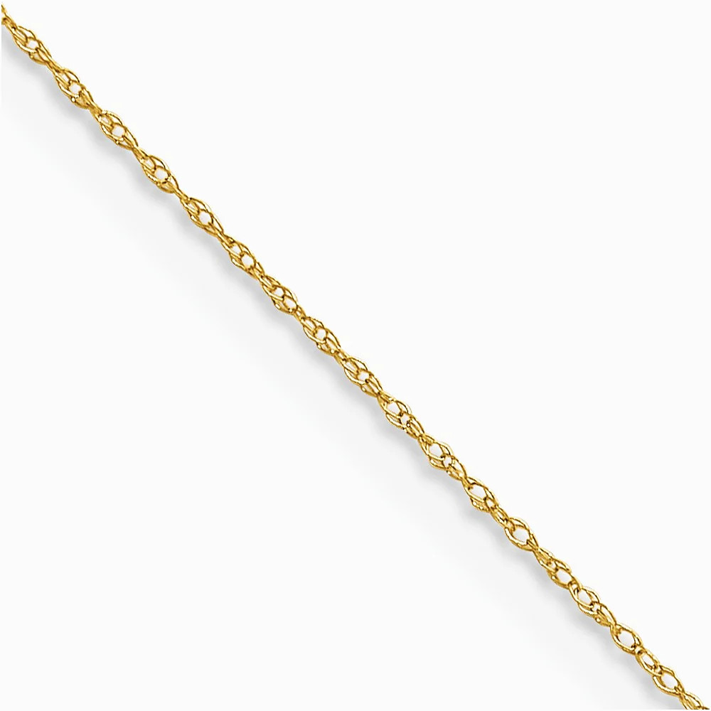 14K Yellow Gold .4 Mm Carded Cable Rope Chain Necklace 16″-24″
