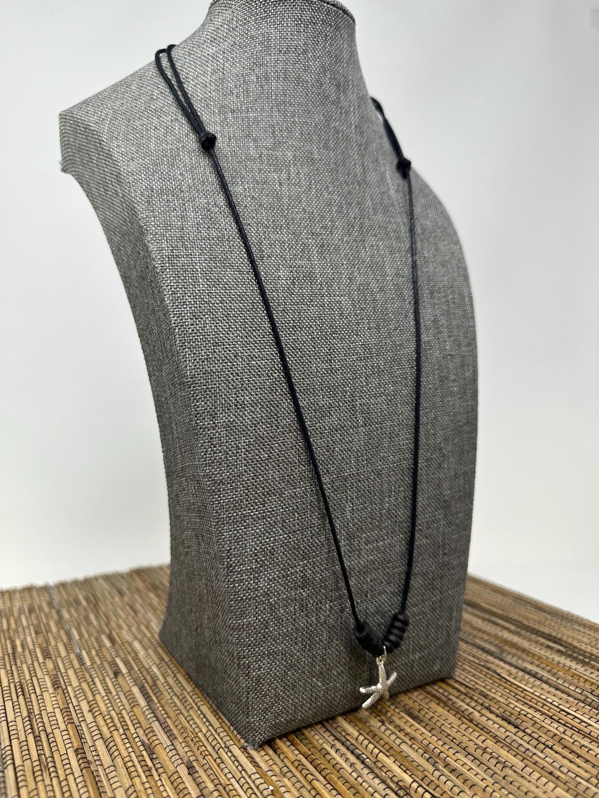 Minimalist Starfish Necklace Adjustable Black Cord Ocean Charm Unisex