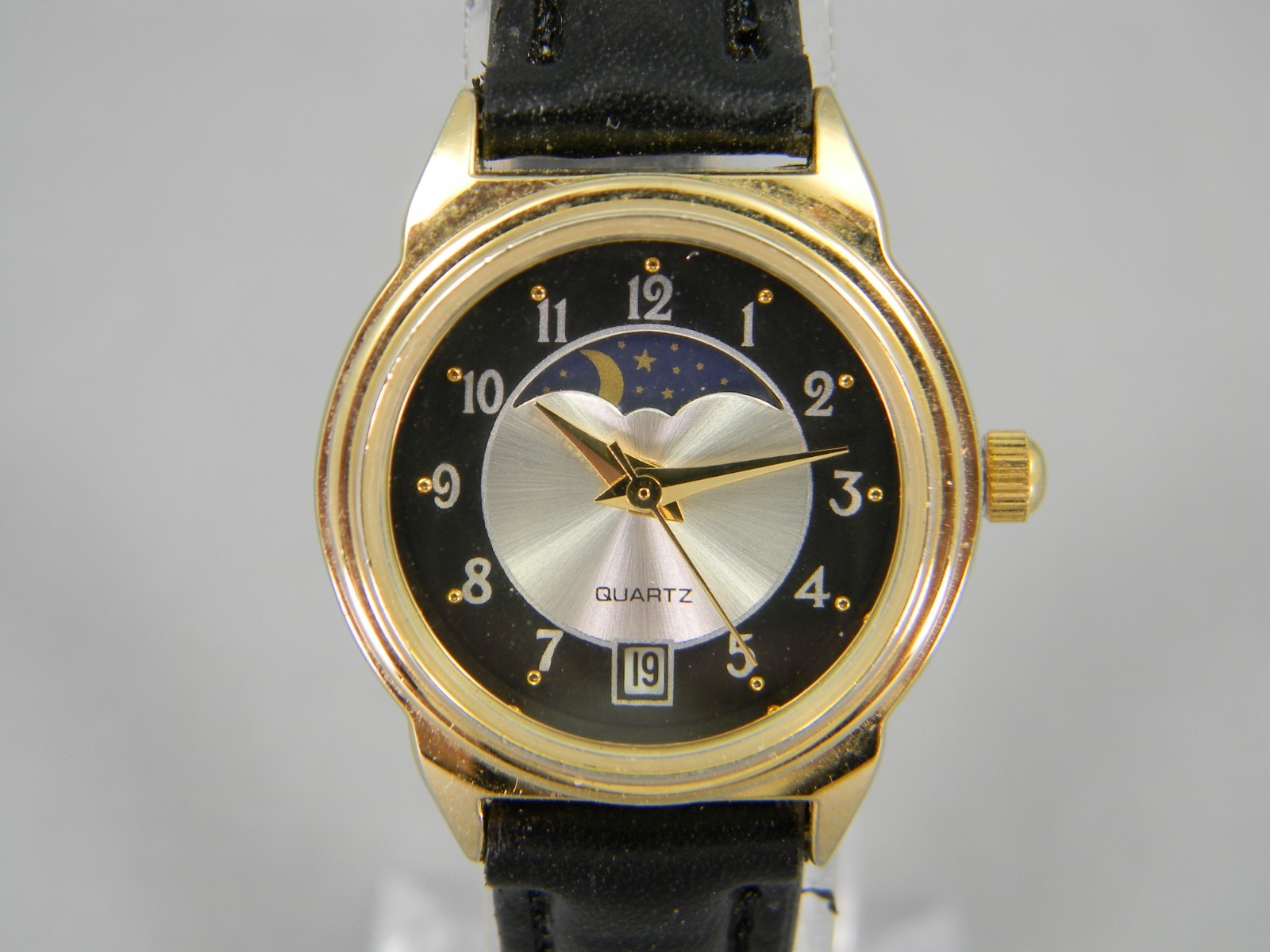 Moon Phase Watch Women 23mm Gold Tone Date Japan Movement New Battery