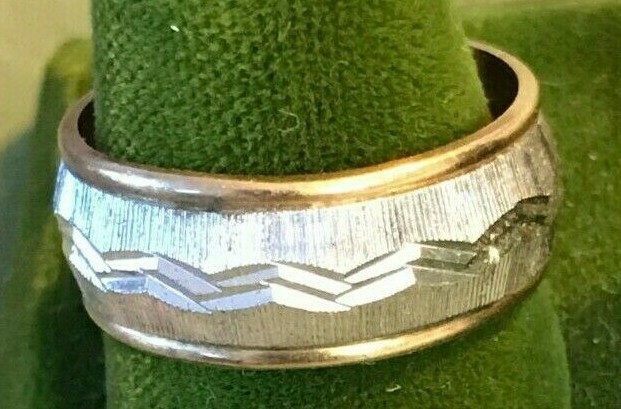 Vintage Stamped 10kt Gold Filled & Sterling Silver Ring Band Sz 6 WS JD Schlang
