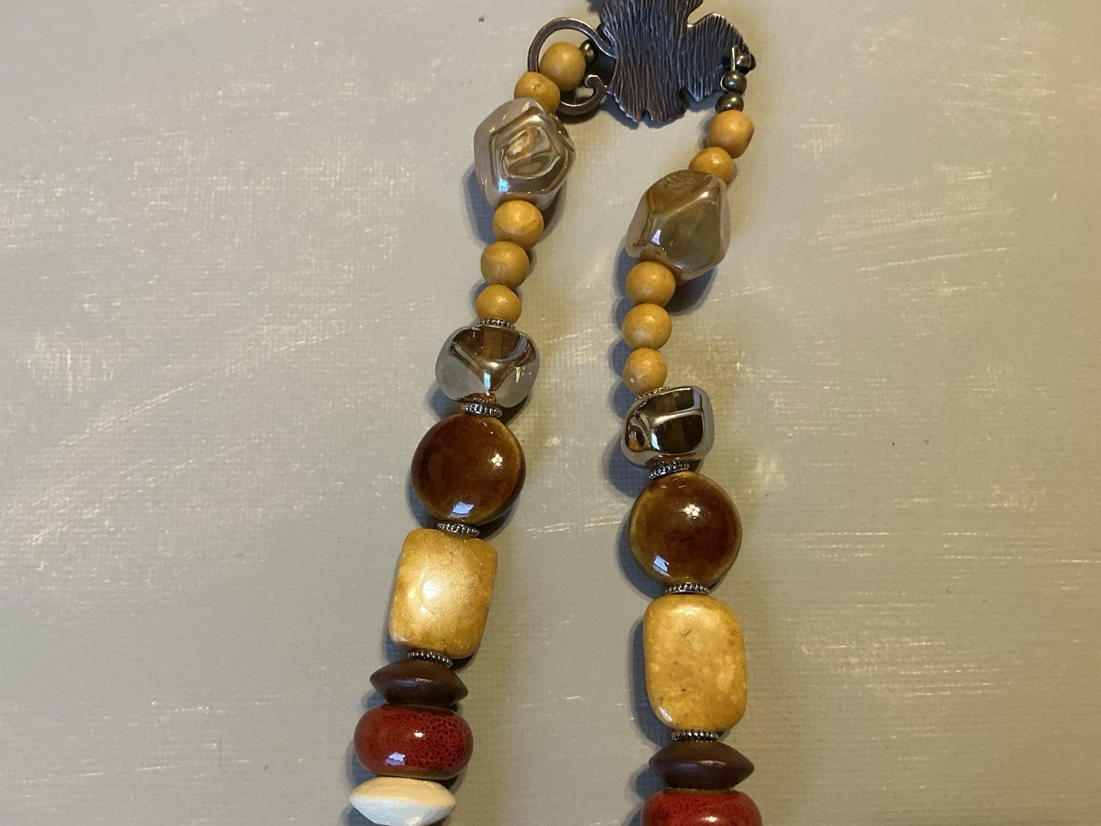 Chunky Stone Statement Necklace Earrings Set Earthy Boho Artisan Beaded Mixed